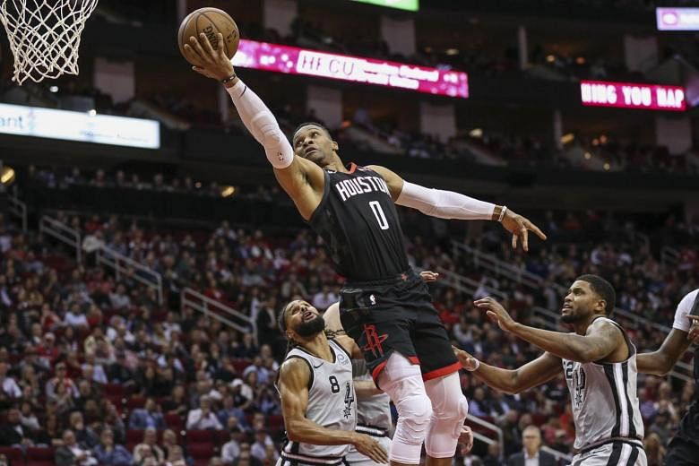 NBA: Russell Westbrook, James Harden memimpin reli Houston Rockets melawan San Antonio Spurs